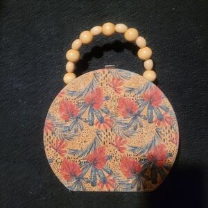 Floral Wood Handle Purse